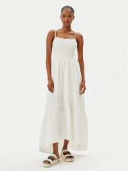 Maaji Sukienka letnia Isadora PT2123CLD008 Biały Regular Fit. Białe sukienki damskie Maaji, na lato, s, bez wzorów, ze lnu, bez kołnierzyka, bez ramiączek. Za 365.00 zł.