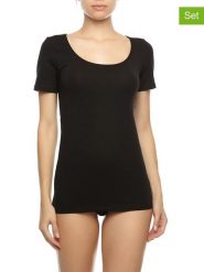 COTONELLA Koszulki (2 szt.) w kolorze czarnym rozmiar: XL. Czarne t-shirty damskie Cotonella, xl, bez wzorów, bez kołnierzyka. Za 52.99 zł.