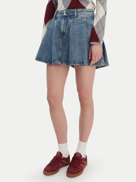 Tommy Jeans Spódnica jeansowa DW0DW21992 Niebieski Regular Fit. Niebieskie spódniczki damskie Tommy Jeans, bez wzorów, z bawełny. Za 369.99 zł.