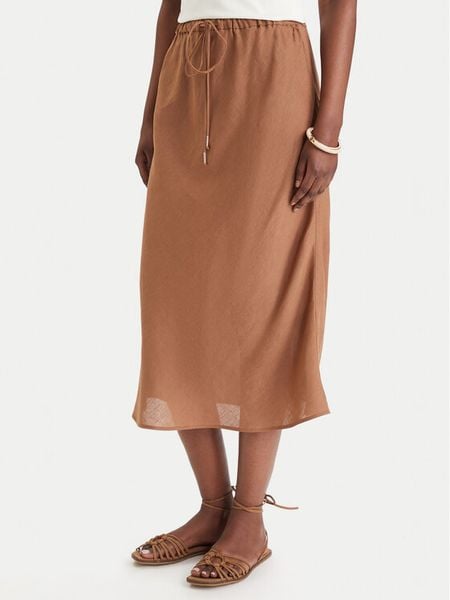 Marella Spódnica maxi Gamba 2613101094 Brązowy Regular Fit. Brązowe spódniczki damskie Marella, bez wzorów, ze lnu, maxi. Za 749.99 zł.