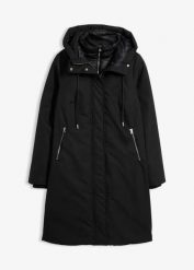 Płaszcz outdoorowy, hydrofobowy, 2 w 1. Czarne płaszcze damskie bonprix, bez wzorów, biznesowe. Za 379.99 zł.