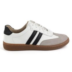 Olivier Półbuty damskie skórzane trampki Style 1259 białe. Białe półbuty damskie bez wzorów, ze skóry, eleganckie, bez obcasa. Za 423.31 zł.