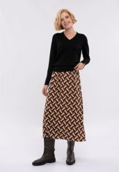 Długa spódnica G-POLI. Brązowe spódniczki damskie Volcano, xs, bez wzorów, z materiału, retro, maxi, rozkloszowane. Za 119.99 zł.
