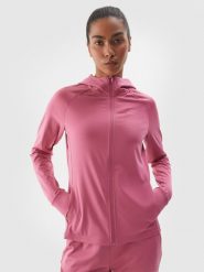 4F Bluza treningowa slim szybkoschnąca damska - fioletowa M. Czerwone bluzy sportowe damskie 4f, m, z dzianiny. W wyprzedaży za 99.99 zł.