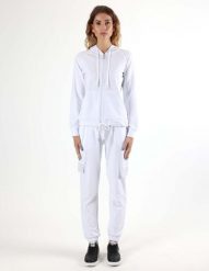 Bluza miękka z bawełna z kaptur na co dzień. Białe bluzy z kapturem damskie LEONE 1947 APPAREL, z bawełny. Za 252.56 zł.