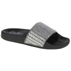Klapki na basen damskie, Pop Ups-New Spark. Szare klapki damskie Skechers, bez wzorów, z materiału, bez obcasa. Za 199.99 zł.