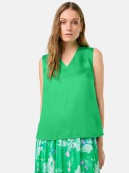 Gerry Weber Bluzka w kolorze zielonym rozmiar: 44. Zielone bluzki damskie Gerry Weber, s, bez wzorów, z wiskozy, klasyczne, bez kołnierzyka, bez ramiączek. Za 101.23 zł.