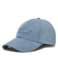Czapka z daszkiem KARL LAGERFELD. Niebieskie czapki z daszkiem damskie Karl Lagerfeld, bez wzorów. Za 179.99 zł.