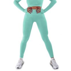 Techniczne legginsy z efektem push-up i idealną sylwetką. Niebieskie legginsy damskie R-EVENGE, m, bez wzorów, z elastanu. Za 233.89 zł.