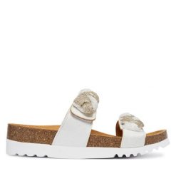 Klapki Scholl. Białe klapki damskie Scholl, bez wzorów, bez obcasa. Za 424.99 zł.