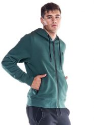 Bluza z kaptur na outdoor na co dzień. Zielone bluzy sportowe męskie LEONE 1947 APPAREL, bez wzorów, bez kołnierzyka, bez ramiączek. Za 168.36 zł.