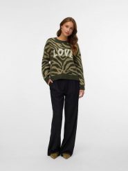 Vero Moda Sweter w kolorze khaki rozmiar: XS. Brązowe swetry klasyczne damskie Vero Moda, xs, z wełny, bez kołnierzyka. Za 69.75 zł.