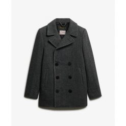Płaszcz z mieszanki wełny Superdry Caban. Szare płaszcze męskie Superdry., xl, bez wzorów, ze skóry, eleganckie. Za 850.65 zł.