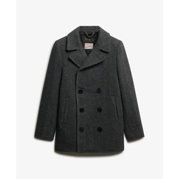 Płaszcz z mieszanki wełny Superdry Caban. Szare płaszcze męskie Superdry., xl, bez wzorów, ze skóry, eleganckie. Za 850.65 zł.