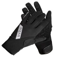 Rękawiczki jeździeckie Softshell. Czarne rękawiczki dziecięce EQUUS BRAND, z neoprenu, bez ramiączek. W wyprzedaży za 59.99 zł.