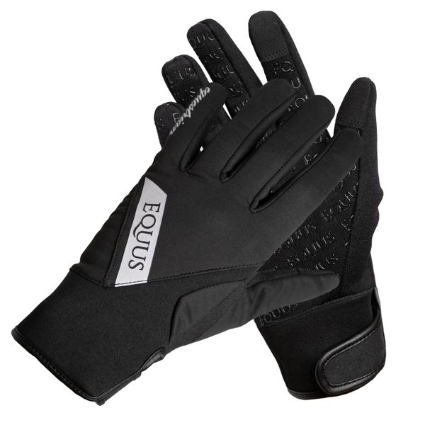 Rękawiczki jeździeckie Softshell. Czarne rękawiczki dziecięce EQUUS BRAND, z neoprenu, bez ramiączek. W wyprzedaży za 59.99 zł.