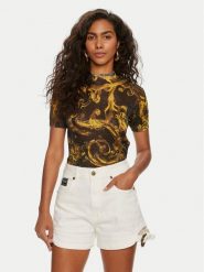 Versace Jeans Couture Bluzka 76HAFMN8 Czarny Slim Fit. Czarne bluzki damskie Versace Jeans Couture, s, bez wzorów, z jeansu, bez kołnierzyka, bez ramiączek. Za 599.99 zł.