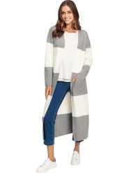 Heine Kardigan w kolorze szaro-kremowym rozmiar: 38. Brązowe kardigany damskie Heine, bez wzorów, z wełny. Za 152.26 zł.