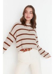 Trendyol Sweter w kolorze jasnoróżowo-brązowym rozmiar: L. Różowe swetry klasyczne damskie Trendyol, l, ze splotem, bez kołnierzyka. Za 96.60 zł.