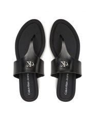 Calvin Klein Jeans Japonki Flat Sandal Toepost Mg YW0YW01691 Czarny. Czarne klapki damskie Calvin Klein Jeans, bez wzorów, z jeansu, bez obcasa. Za 289.99 zł.