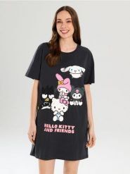 Koszula nocna Hello Kitty - szary. Szare koszule nocne damskie Sinsay, bez wzorów. Za 39.99 zł.