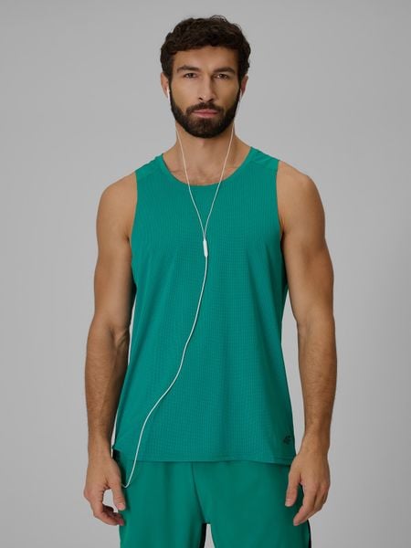 4F Koszulka do biegania regular szybkoschnąca męska - zielona M. Zielone t-shirty sportowe męskie 4f, m, bez ramiączek, do biegania. Za 119.99 zł.