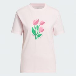KOSZULKA FLORAL BLOOM AT YOUR OWN PACE GRAPHIC. Białe t-shirty damskie Adidas, xl, bez wzorów, z bawełny, bez kołnierzyka. Za 109.00 zł.