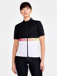Craft Koszulka kolarska w kolorze czarno-białym rozmiar: XL. Białe bluzki sportowe damskie Craft, xl, z materiału, bez kołnierzyka, bez ramiączek. Za 98.87 zł.