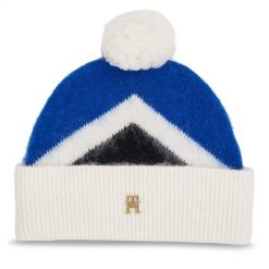 Czapka Tommy Hilfiger. Niebieskie czapki zimowe damskie Tommy Hilfiger. Za 469.99 zł.