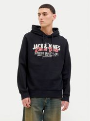 Jack & Jones Bluza Logo 12279649 Czarny Regular Fit. Czarne bluzy bez kaptura męskie Jack & Jones, m, z syntetyku. Za 189.99 zł.