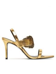 Versace Jeans Couture Sandały 79VA3S71 Złoty. Żółte sandały damskie Versace Jeans Couture, bez wzorów, z jeansu, bez obcasa, na szpilce. Za 729.99 zł.