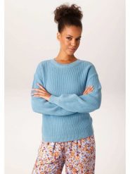 Aniston Sweter w kolorze błękitnym rozmiar: 44. Niebieskie swetry klasyczne damskie Aniston, z bawełny, bez kołnierzyka. Za 104.99 zł.