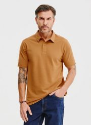 PAKO LORENTE – Męski t-shirt polo w kolorze beżowym. Brązowe koszulki polo męskie Pako Lorente, m, bez wzorów, z bawełny, bez ramiączek. Za 69.99 zł.