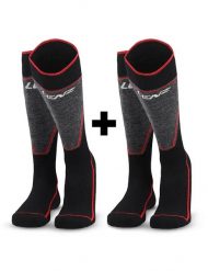 Skarpety narciarskie LENZ PERFORMANCE MERINO SKI 2-PACK. Czarne skarpetki męskie LENZ, bez wzorów, z elastanu. Za 49.00 zł.