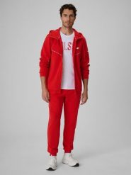 4F Spodnie kibica joggery męskie - czerwone M. Czerwone spodnie dresowe męskie 4f, bez wzorów, z bawełny. Za 189.99 zł.