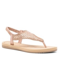 Sandały Clara Barson. Czerwone sandały damskie Clara Barson, bez wzorów, bez obcasa, na płaskiej podeszwie. Za 49.99 zł.