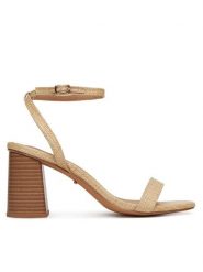 DeeZee Sandały XHS831-1 Beżowy. Brązowe sandały damskie DeeZee, bez wzorów, z materiału, bez obcasa, na słupku. Za 129.99 zł.