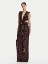 Elisabetta Franchi Sukienka wieczorowa ABR4852E2 644 Brązowy Regular Fit. Brązowe sukienki damskie Elisabetta Franchi, bez wzorów, z syntetyku, wizytowe, bez kołnierzyka, bez ramiączek. Za 3,439.00 zł.