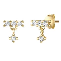 Glanzstücke München Srebrne kolczyki sztyfty srebro wysokiej próby Cyrkonia żółte złoto Kolczyki 1 ct Damski. Szare kolczyki damskie Glanzstücke München, z cyrkonią, pozłacane, na sztyftcie. Za 129.99 zł.