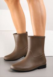 Brązowe Gumowe Kalosze do Łydki Pirena. Brązowe kalosze damskie Renee, bez wzorów, z gumy. Za 49.99 zł.