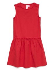 Vero Moda Girl Sukienka "Tinna" w kolorze czerwonym rozmiar: 128. Czerwone sukienki dziewczęce Vero Moda Girl, bez wzorów, z bawełny, bez ramiączek, krótkie. Za 93.51 zł.