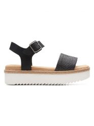 Clarks Skórzane sandały w kolorze czarnym rozmiar: 36. Czarne sandały damskie Clarks, bez wzorów, bez obcasa, na koturnie. Za 214.95 zł.