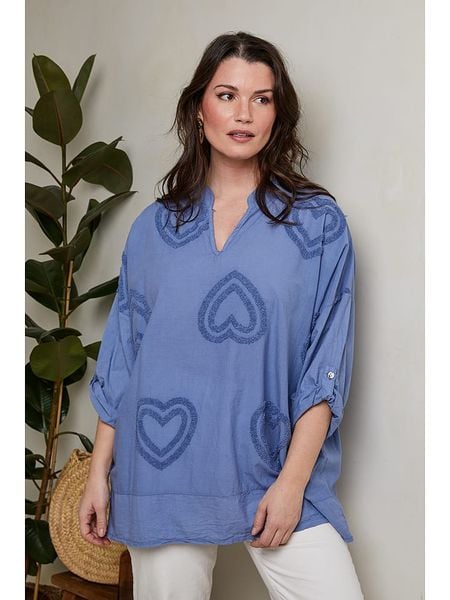 Curvy Lady Bluzka w kolorze błękitnym rozmiar: 40/42. Niebieskie bluzki damskie Curvy Lady, bez wzorów, z bawełny, klasyczne, bez kołnierzyka, bez ramiączek. Za 79.59 zł.