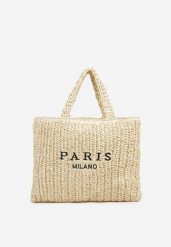 Beżowa Torebka Typu Shopper Ozdobiona Plecionką Zenauri. Brązowe shopper bag damskie Renee, bez wzorów, z jeansu, bez dodatków. Za 69.99 zł.