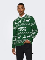 ONLY & SONS Sweter w kolorze zielonym rozmiar: XL. Zielone swetry męskie Only & Sons, xl, bez wzorów, bez kołnierzyka. Za 83.42 zł.