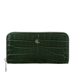 Duży Portfel Damski ze Skóry z Wzorem Krokodyla – Luksusowy Design i Funkcjonalność PD090s275 RFID. Zielone portfele damskie bez wzorów, ze skóry. Za 170.00 zł.