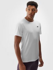 4F Koszulka treningowa szybkoschnąca męska - biała S. Białe t-shirty sportowe męskie 4f, m, z dzianiny, bez ramiączek, na fitness i siłownię. Za 79.99 zł.
