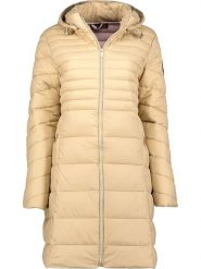 Geographical Norway Płaszcz zimowy "Bealize" w kolorze beżowym rozmiar: L. Brązowe płaszcze damskie Geographical Norway, na zimę, l, bez wzorów, z puchu. Za 184.46 zł.