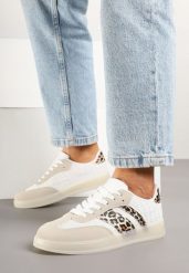 Beżowo-Panterkowe Klasyczne Sneakersy Tenisówki na Półprzezroczystej Podeszwie Niniel. Brązowe trampki i tenisówki damskie Renee, bez wzorów, z jeansu. Za 74.99 zł.