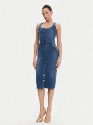 Fracomina Sukienka jeansowa FP25SD4001D46402 Niebieski Slim Fit. Niebieskie sukienki damskie Fracomina, xl, bez wzorów, z bawełny, bez kołnierzyka, bez ramiączek. Za 439.99 zł.